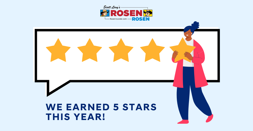 Rosen Hyundai Earned 5 Stars This Year!